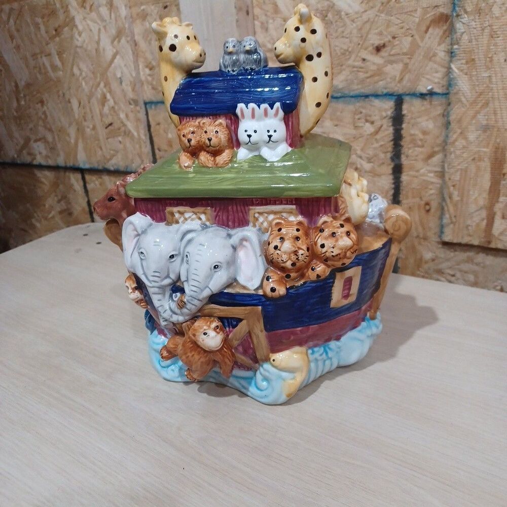 Vintage Noah’s Ark Ceramic Cookie Jar | Animal Ark Canister | Whimsical Biblical